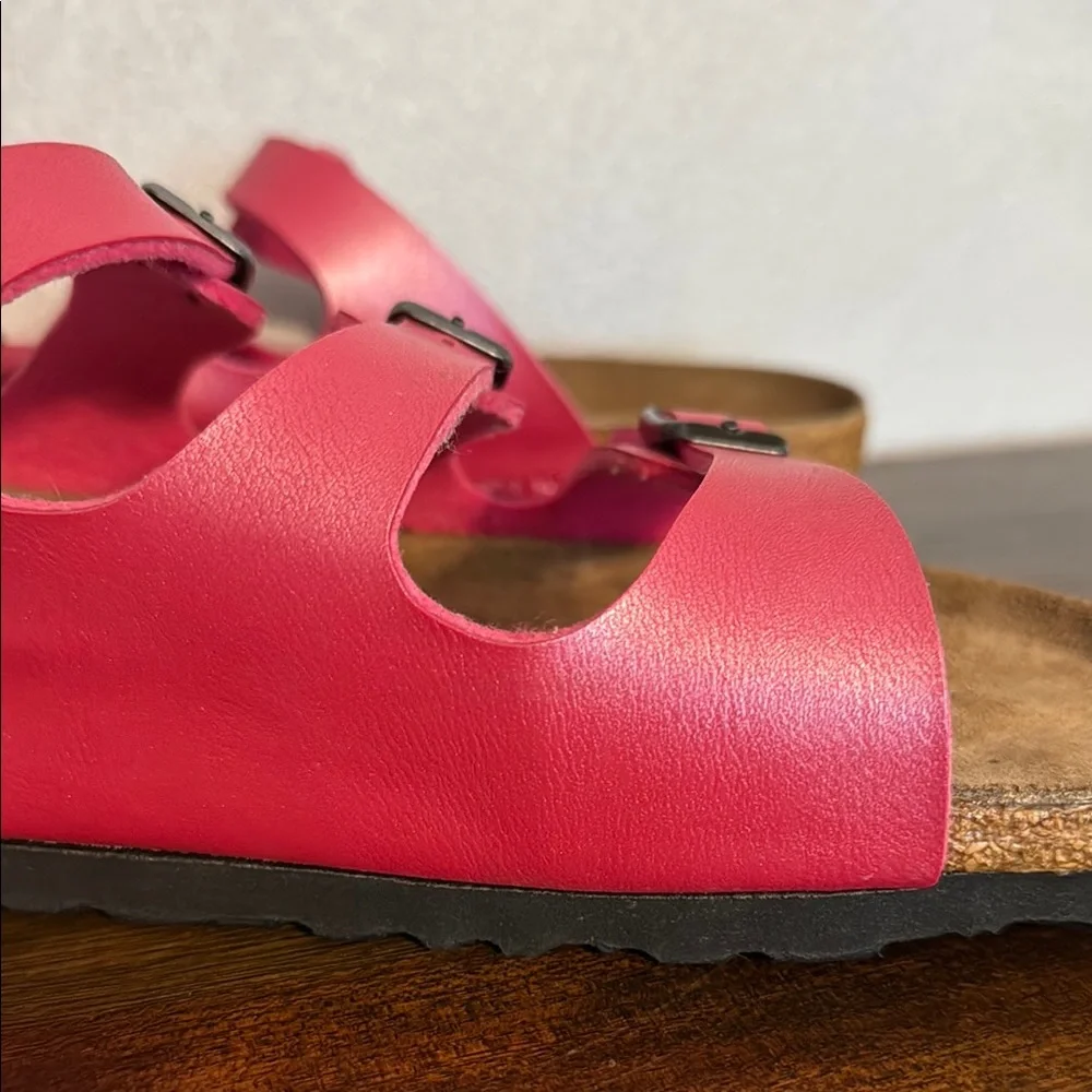 Birkenstock Metallic Pink Florida Triple-Strap Sandals Size 39 - Picture 10 of 12